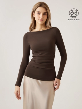 Boatneck Tucks Brami Top SunProtective Garment Washed