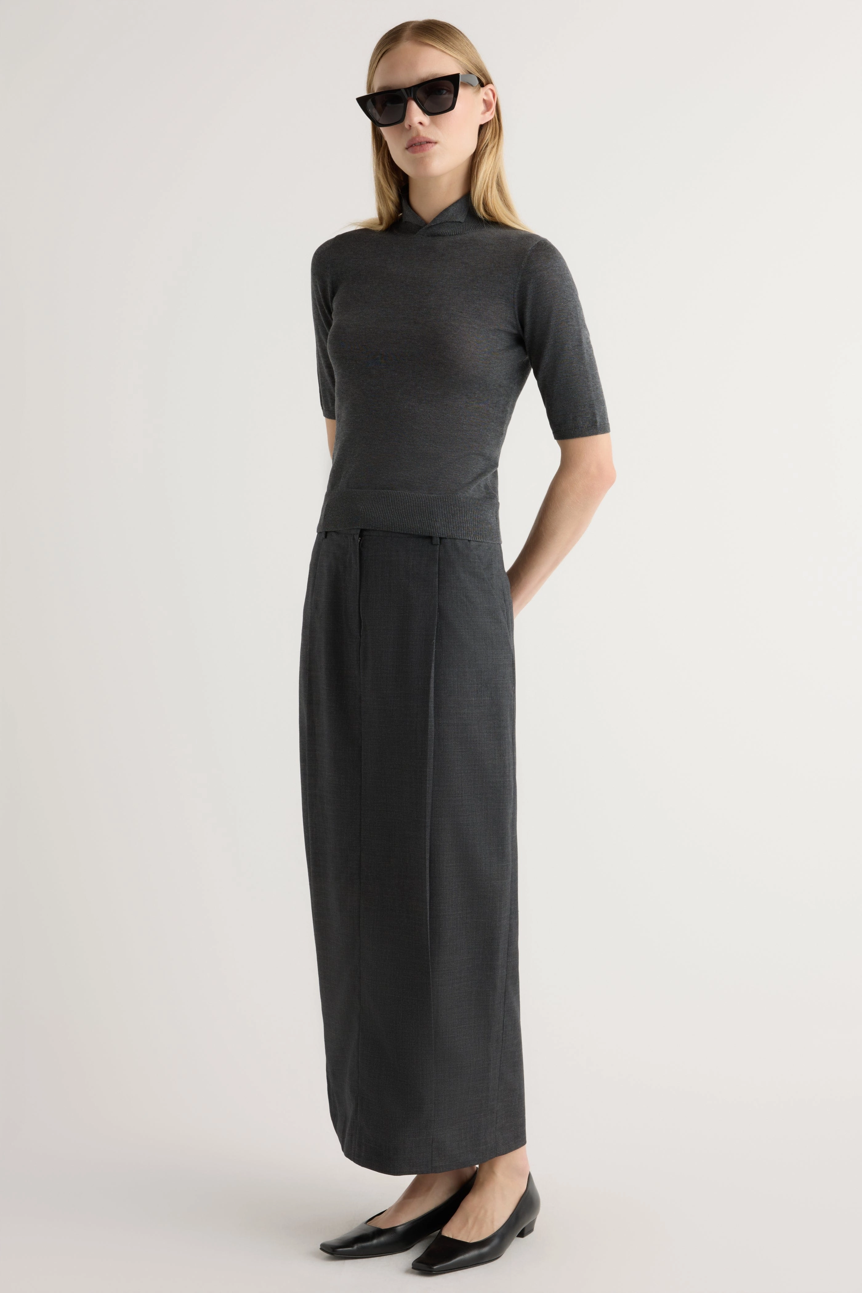 Quick Release Fasteners Simple Dress Gia Cotton-Silk Turtleneck Knit Top