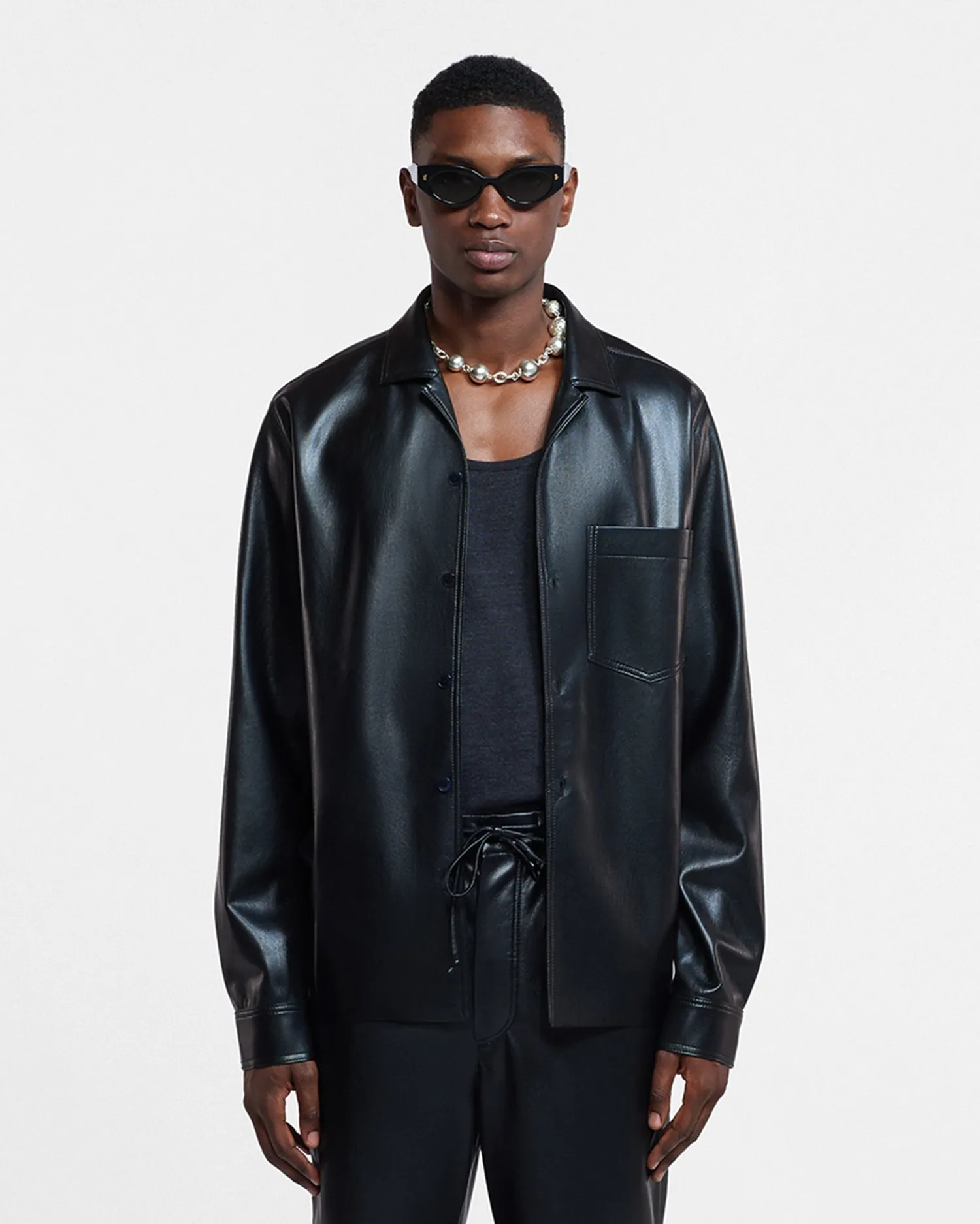 Duco - Okobor? Alt-Leather Long Sleeve Shirt - Black retail industry