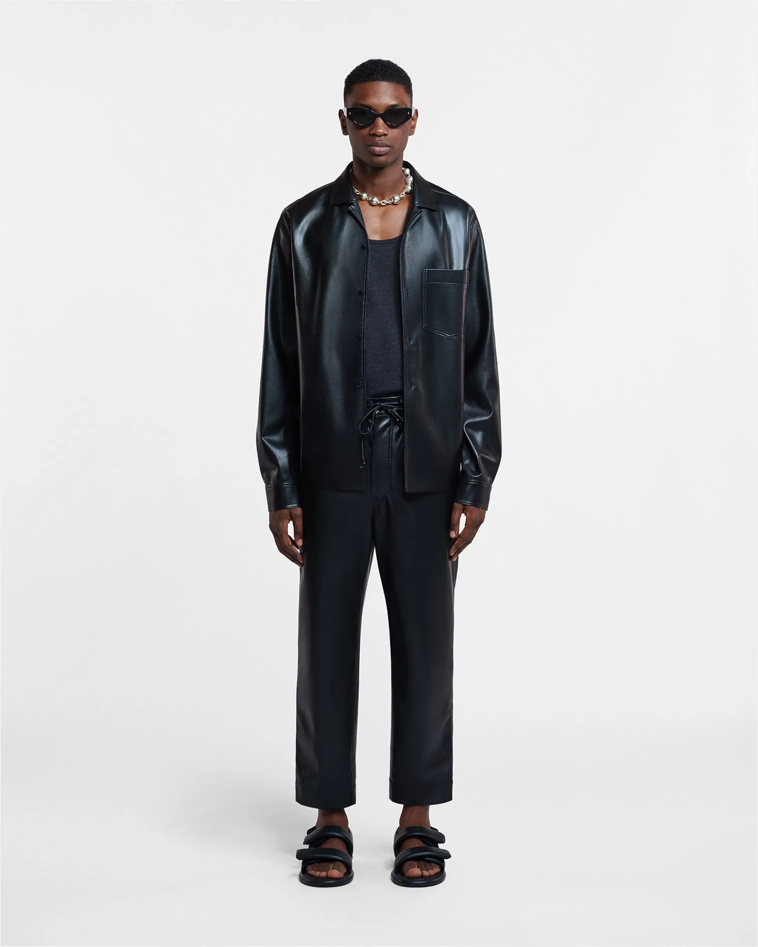 slim fit Summer Wardrobe Duco - Okobor? Alt-Leather Long Sleeve Shirt - Black