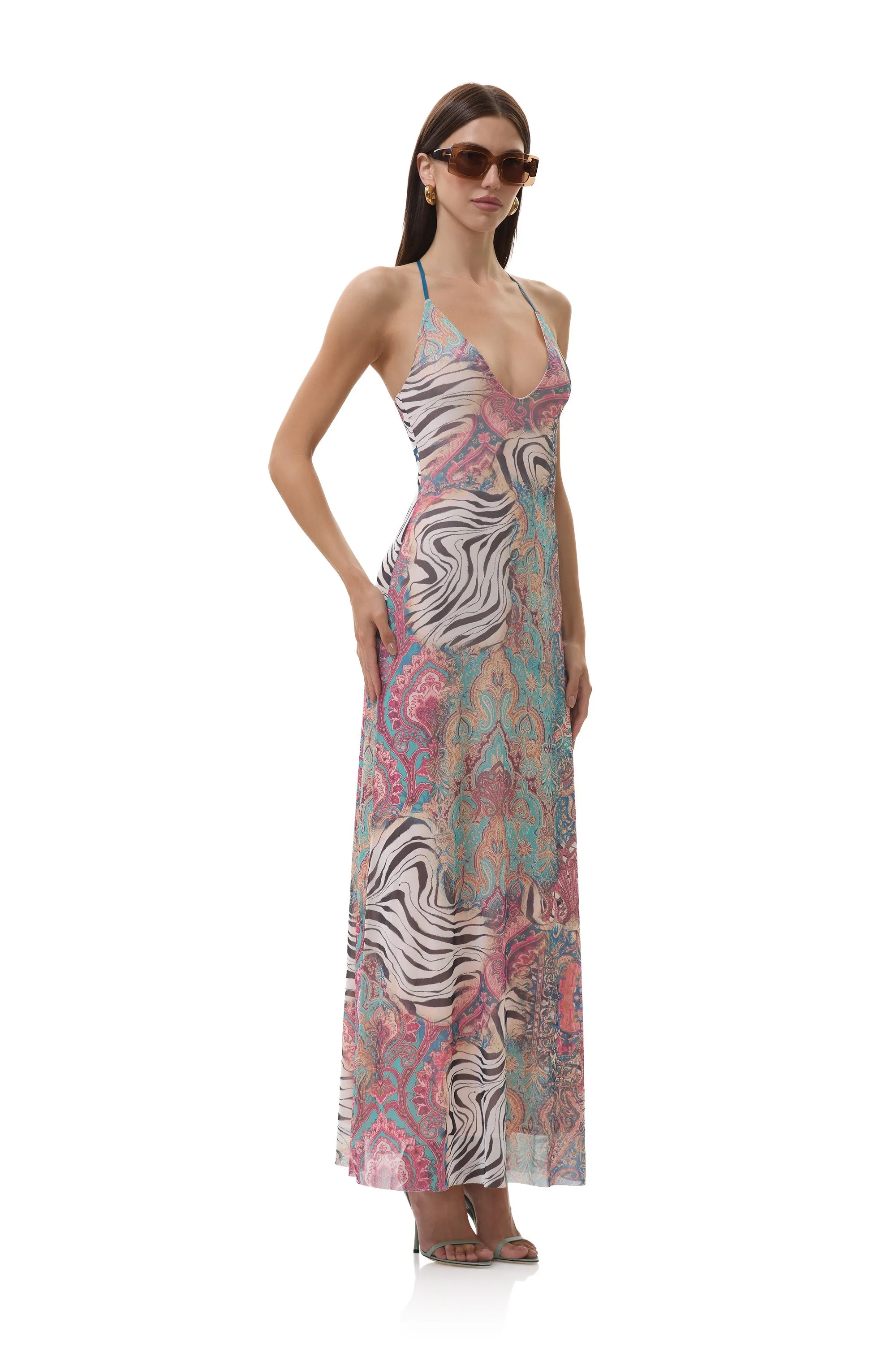 Fall Piece Satin-Sleeve Romy Dress - Gilded Paisley