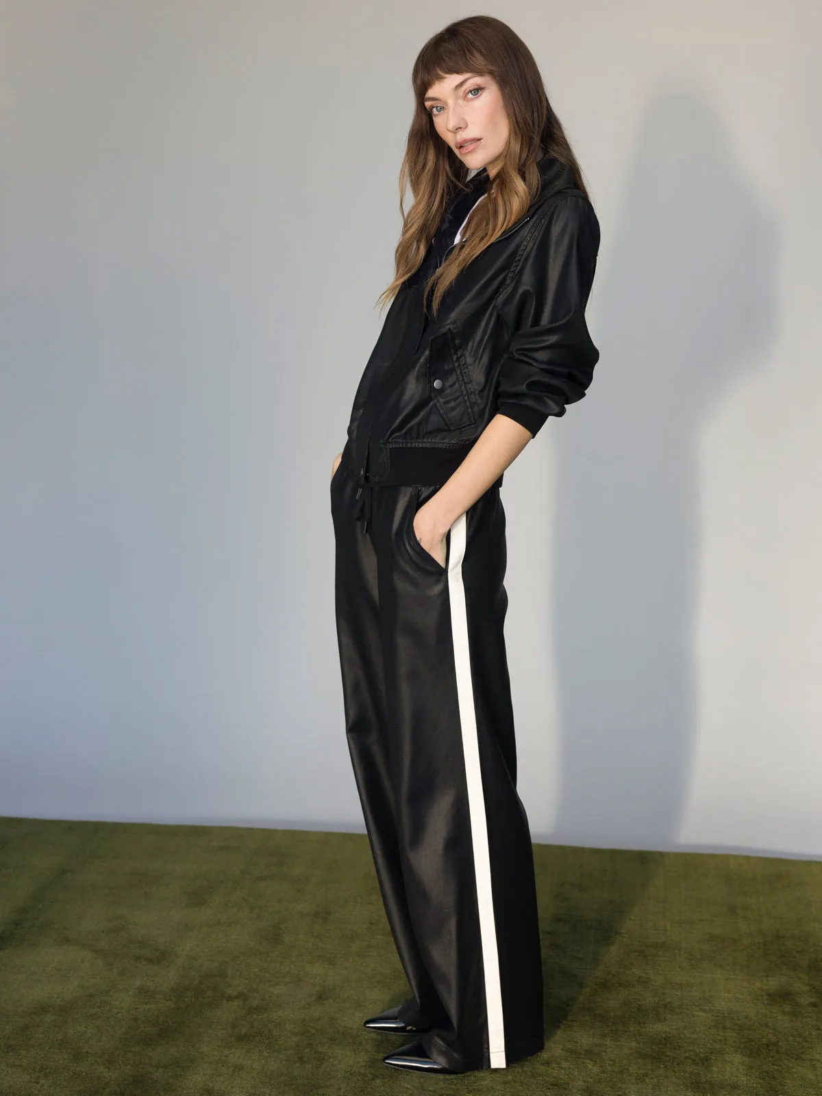 Coated Twill Track Pant Black OdorResistant Treatment