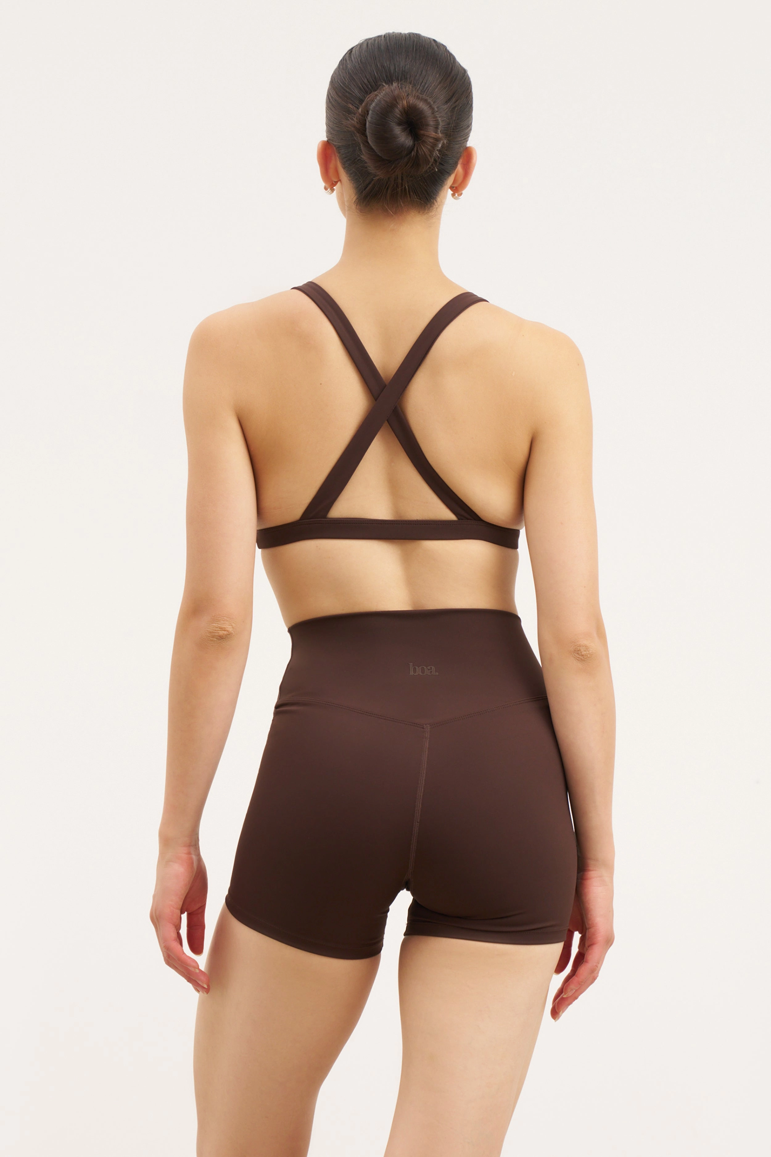 Denim Shirt Base Sculpting Shorts - Carob