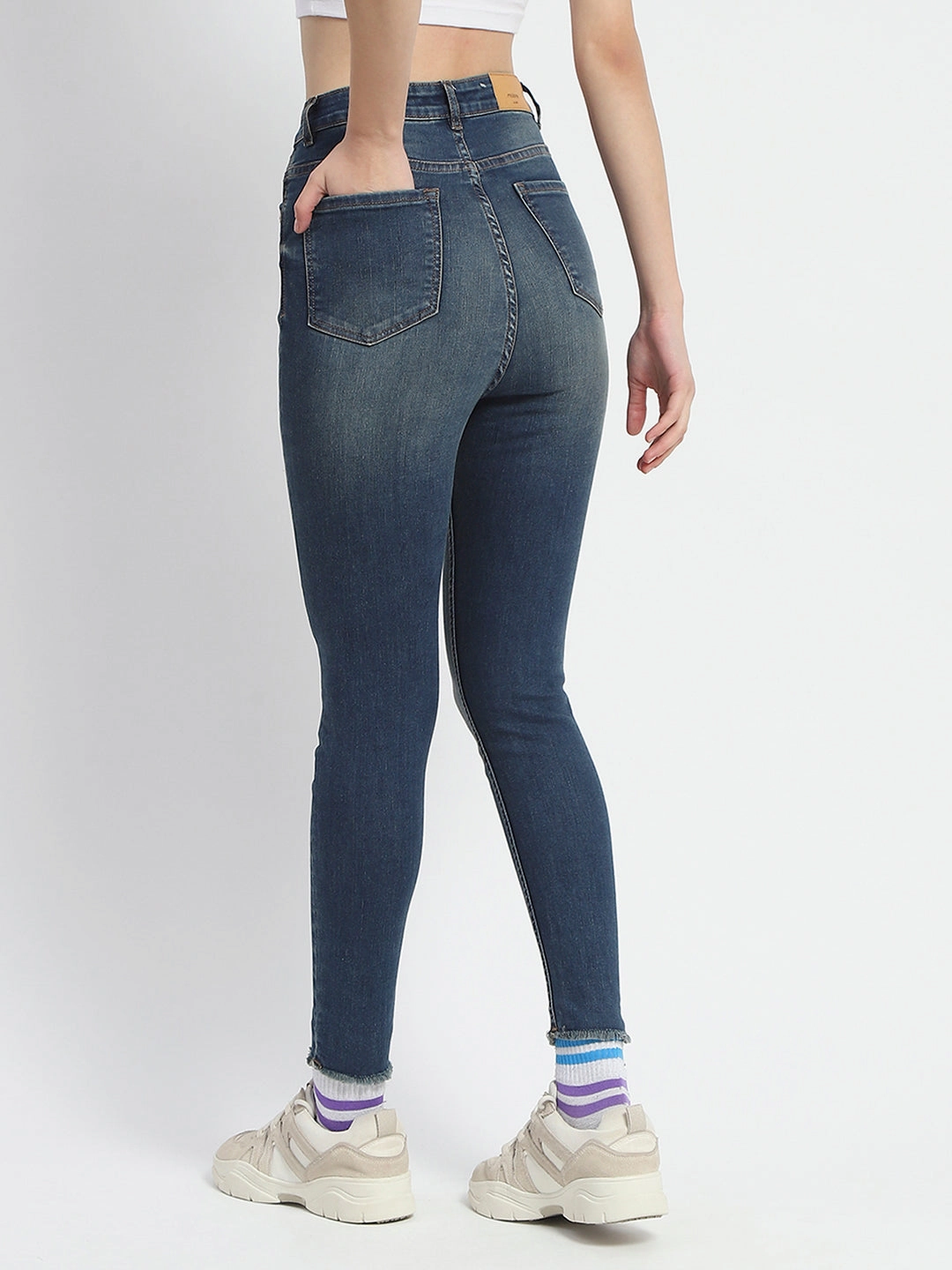 Modern Earthy Couple Look Eco Friendly Madame Whiskered Stone Wash Green Tinted Cotton Denim