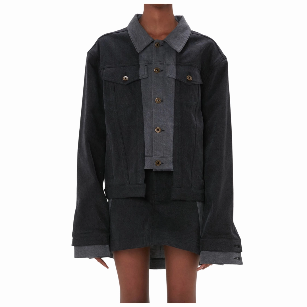 Layered Denim Jacket Easy Clean Material Light Day Jacket