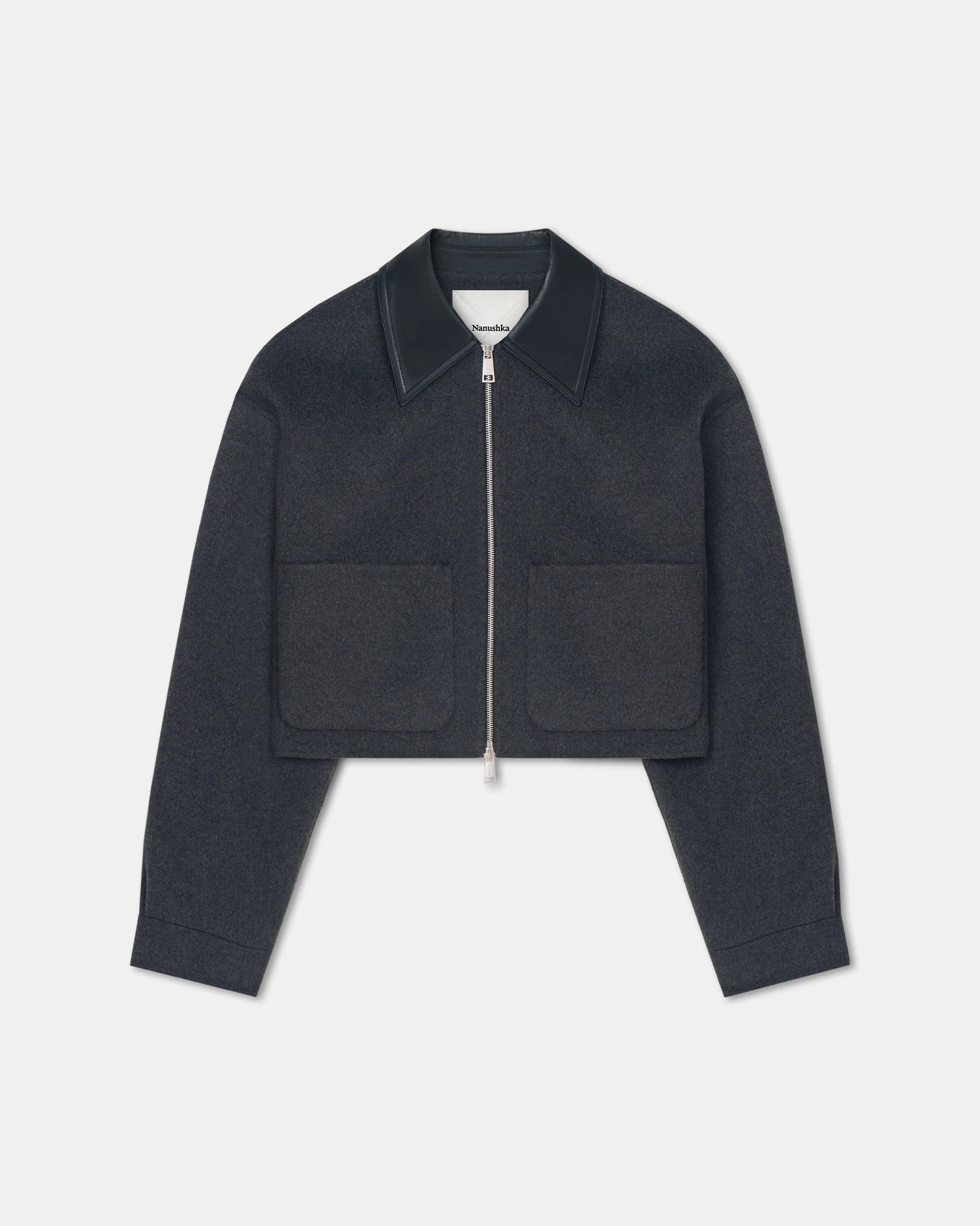 Phebe - Cropped Double Wool Jacket - Grey Melange/Black Value for Money Teenager outfit