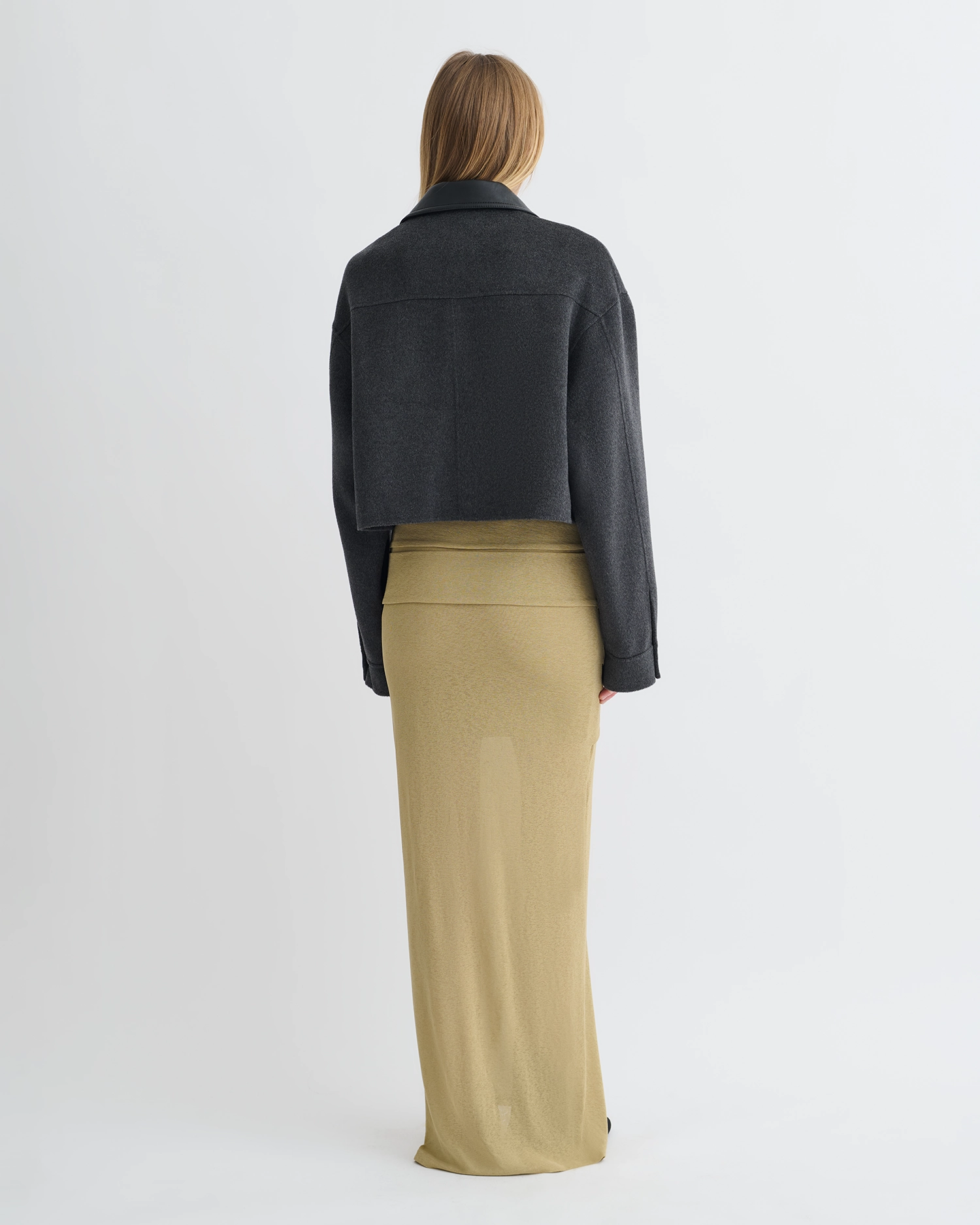 Phebe - Cropped Double Wool Jacket - Grey Melange/Black Muscle Support System MultiFunctional Design