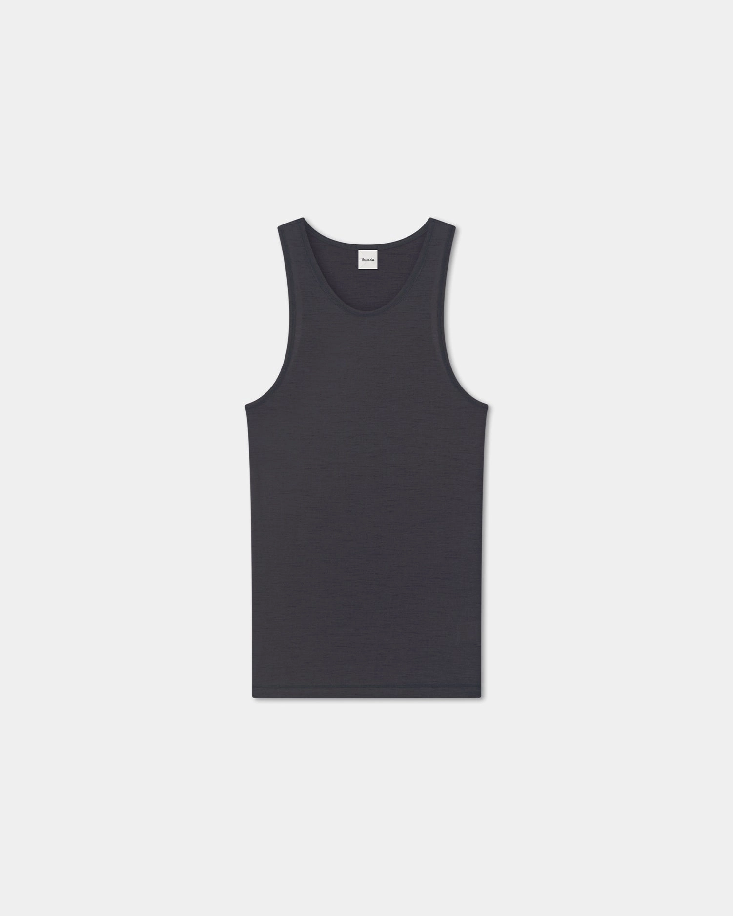 Neutral Tone Stitching Convertible Collar Jahi - Melange Wool Jersey Tank Top - Grey Melange