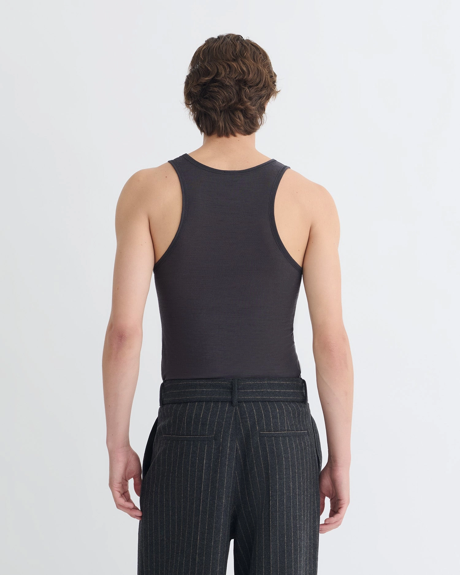 Ergonomic Fit Design Jahi - Melange Wool Jersey Tank Top - Grey Melange