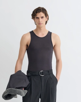 Jahi - Melange Wool Jersey Tank Top - Grey Melange ContrastStitching