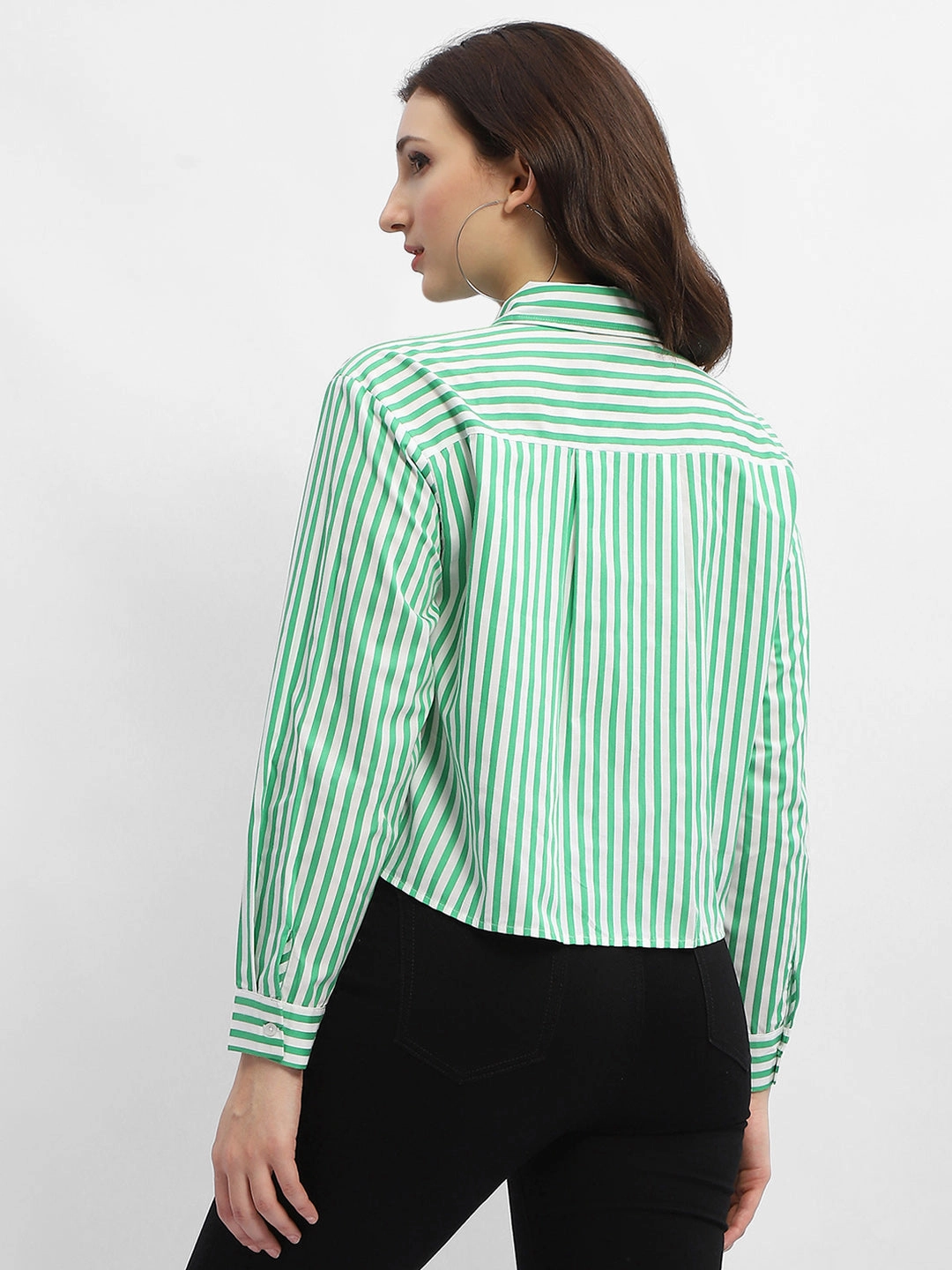 Madame Striped Green Regular Shirt Button front Graduation Attire