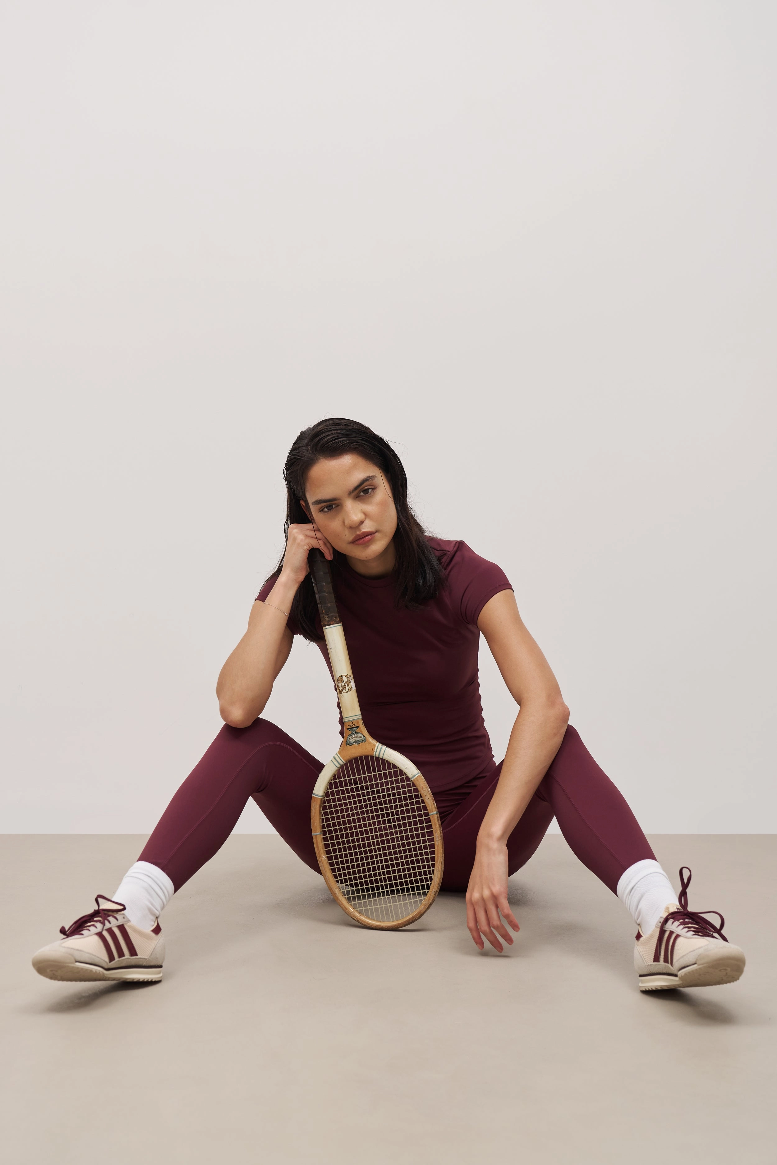 RibbedHemline AllSeason Wearability Base Sculpting T Shirt - Merlot