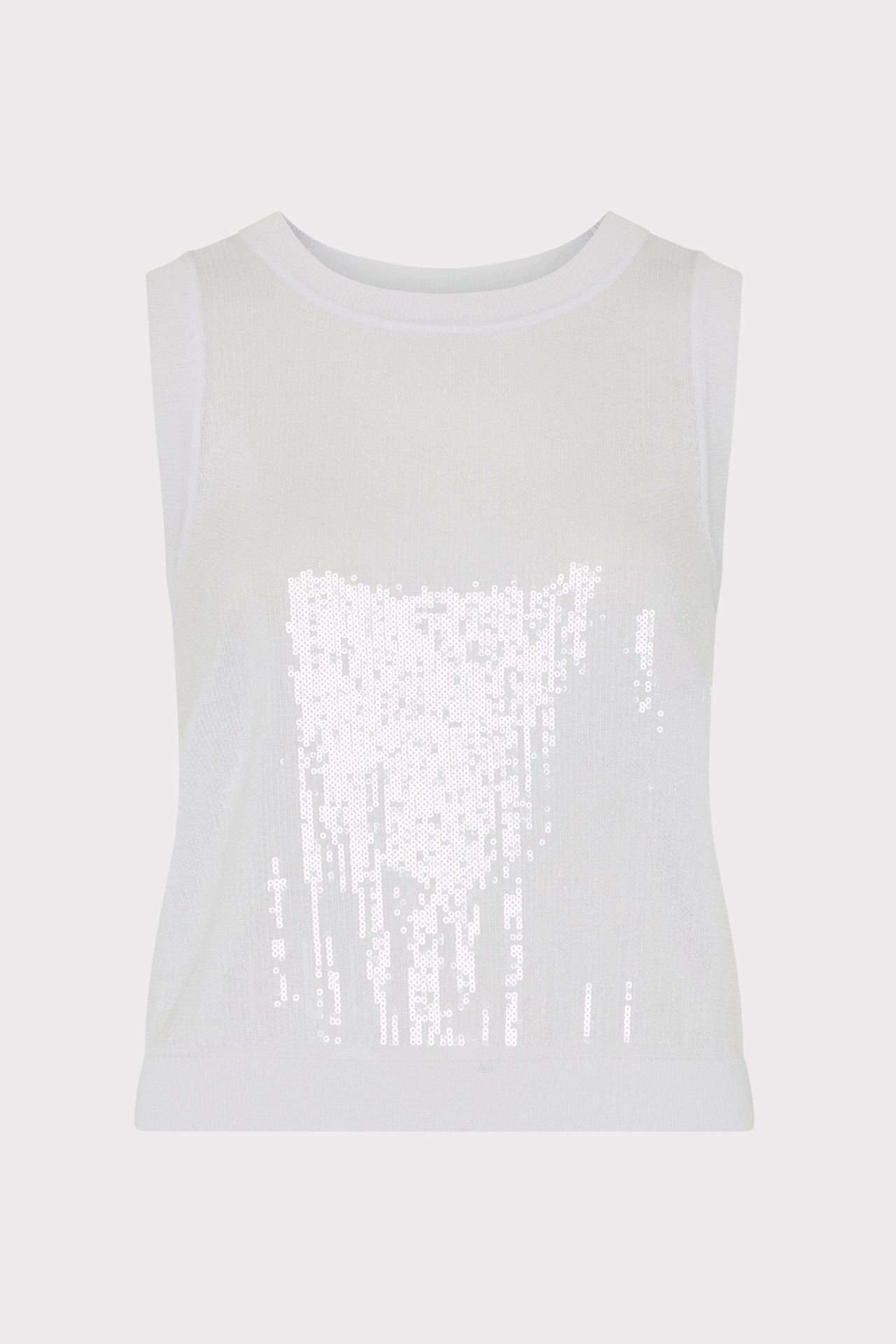 QuickDry Weave Ribbed Hemline Sequin Knit Shell Top
