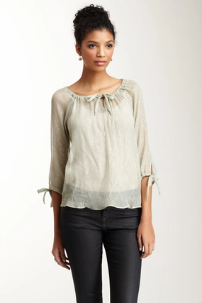 Silk Lurex Tunic Top - Seafoam AntiPilling Surface Flexible Cuffs