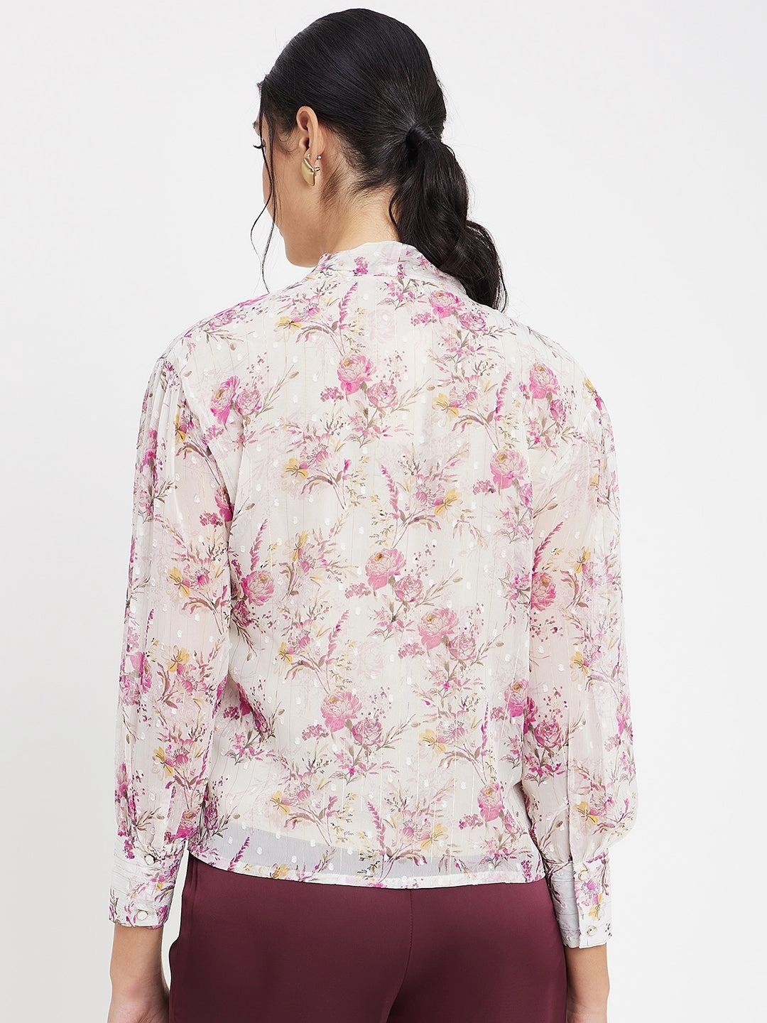 FourWay Stretch Fabric Madame Floral White Shirt