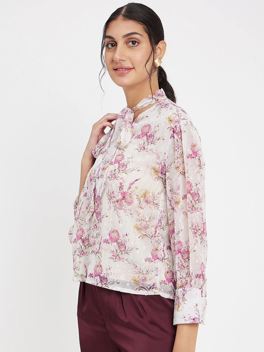 Madame Floral White Shirt QuickRelease Closure Soft Hoodie