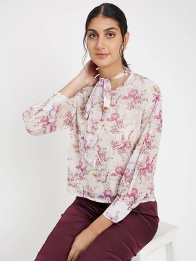 TaglessCollars AntiPillingFinish Madame Floral White Shirt