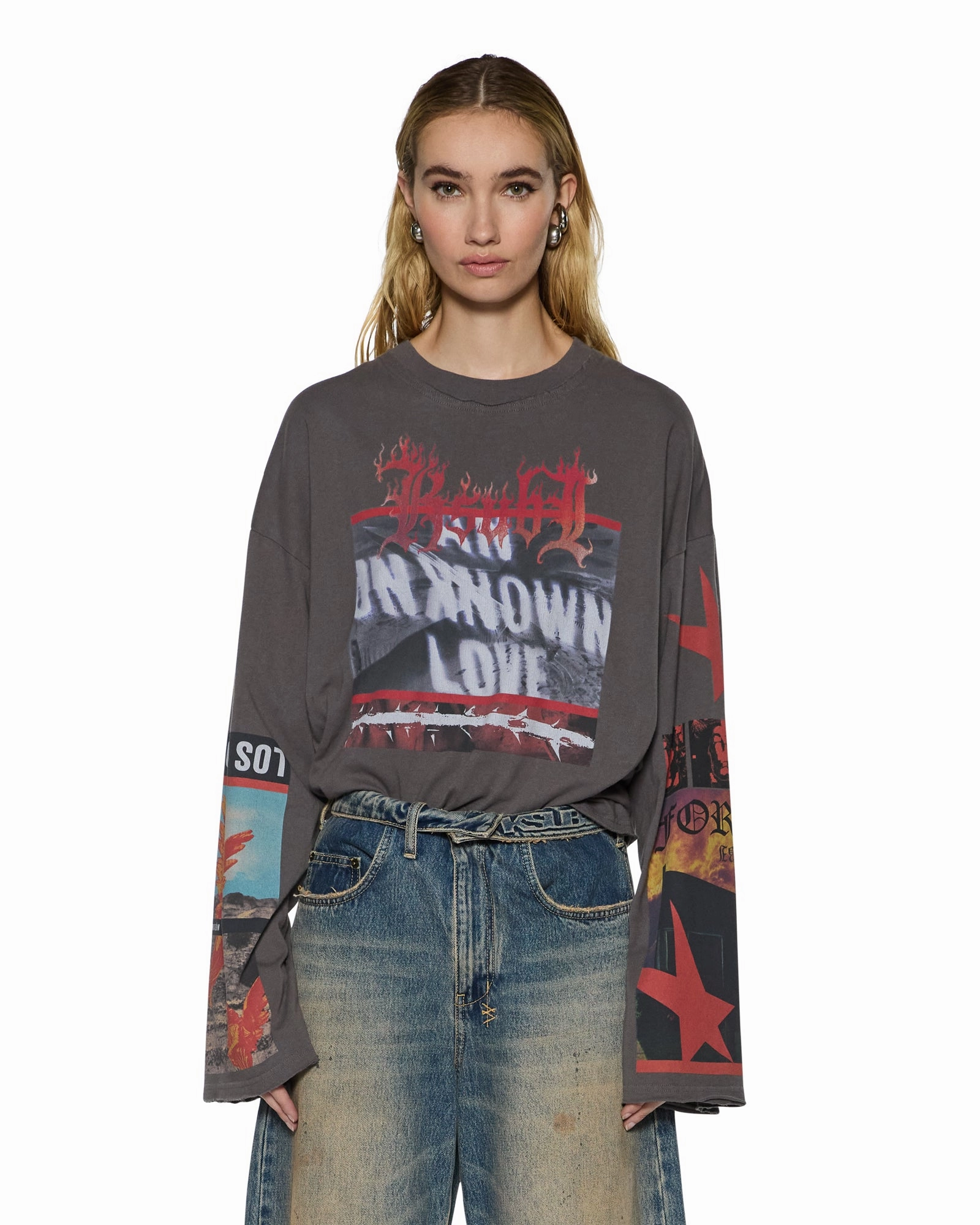 Tapered Cut ALTAR LS BOYFRIEND TEE CHARCOAL
