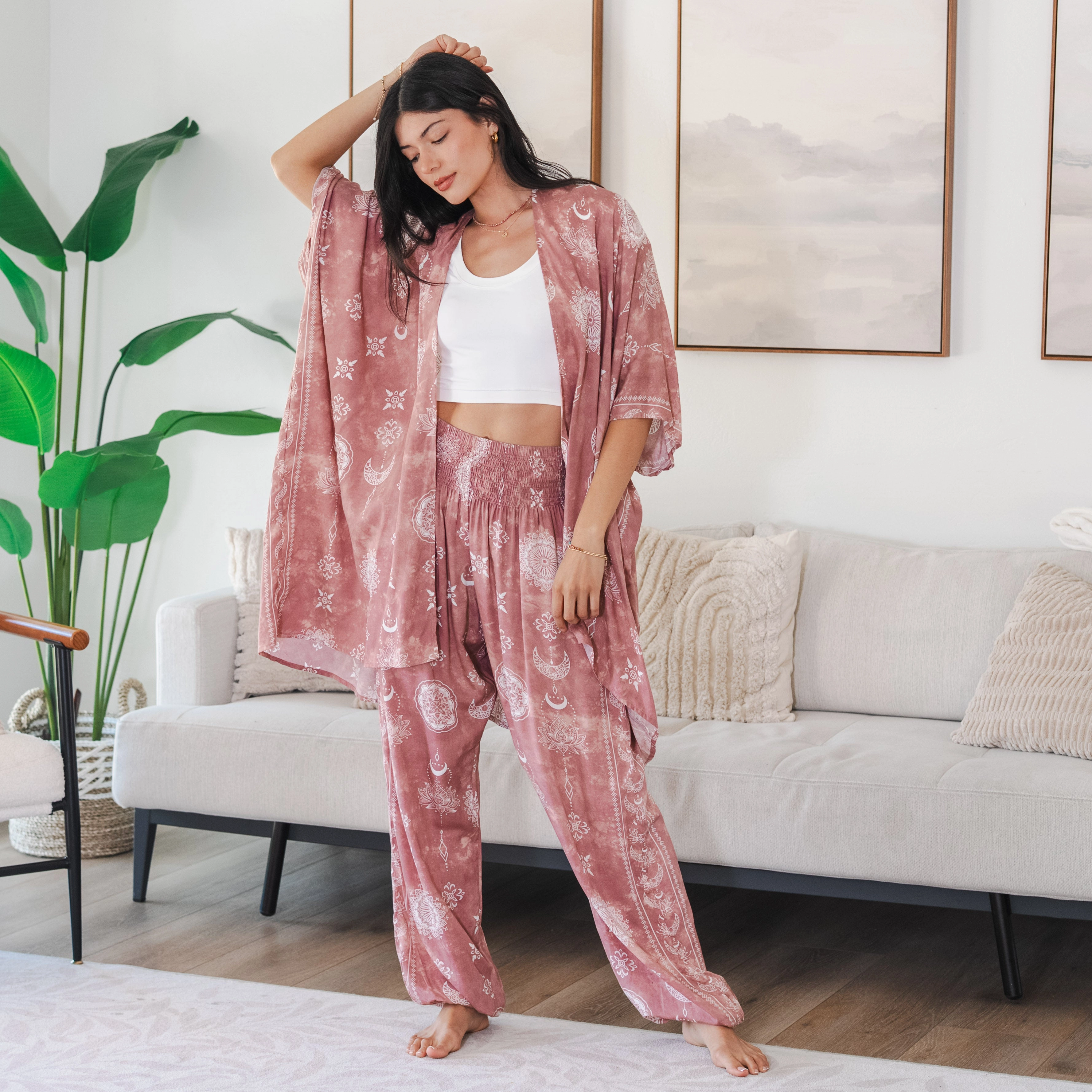 Dusty Rose Lotus Moon Lounge Set Comfort-First