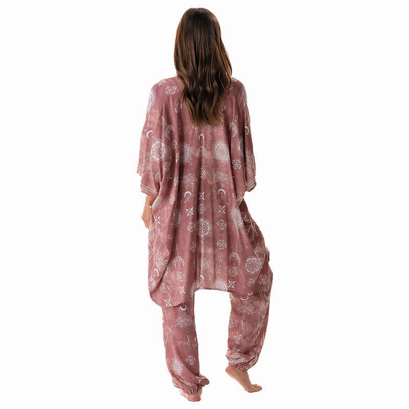 StretchFabric Dusty Rose Lotus Moon Lounge Set