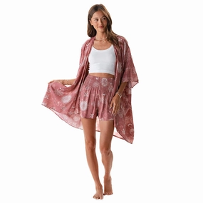 Dusty Rose Lotus Moon Shorts Lounge Set Comfy Shape Comfort Waist