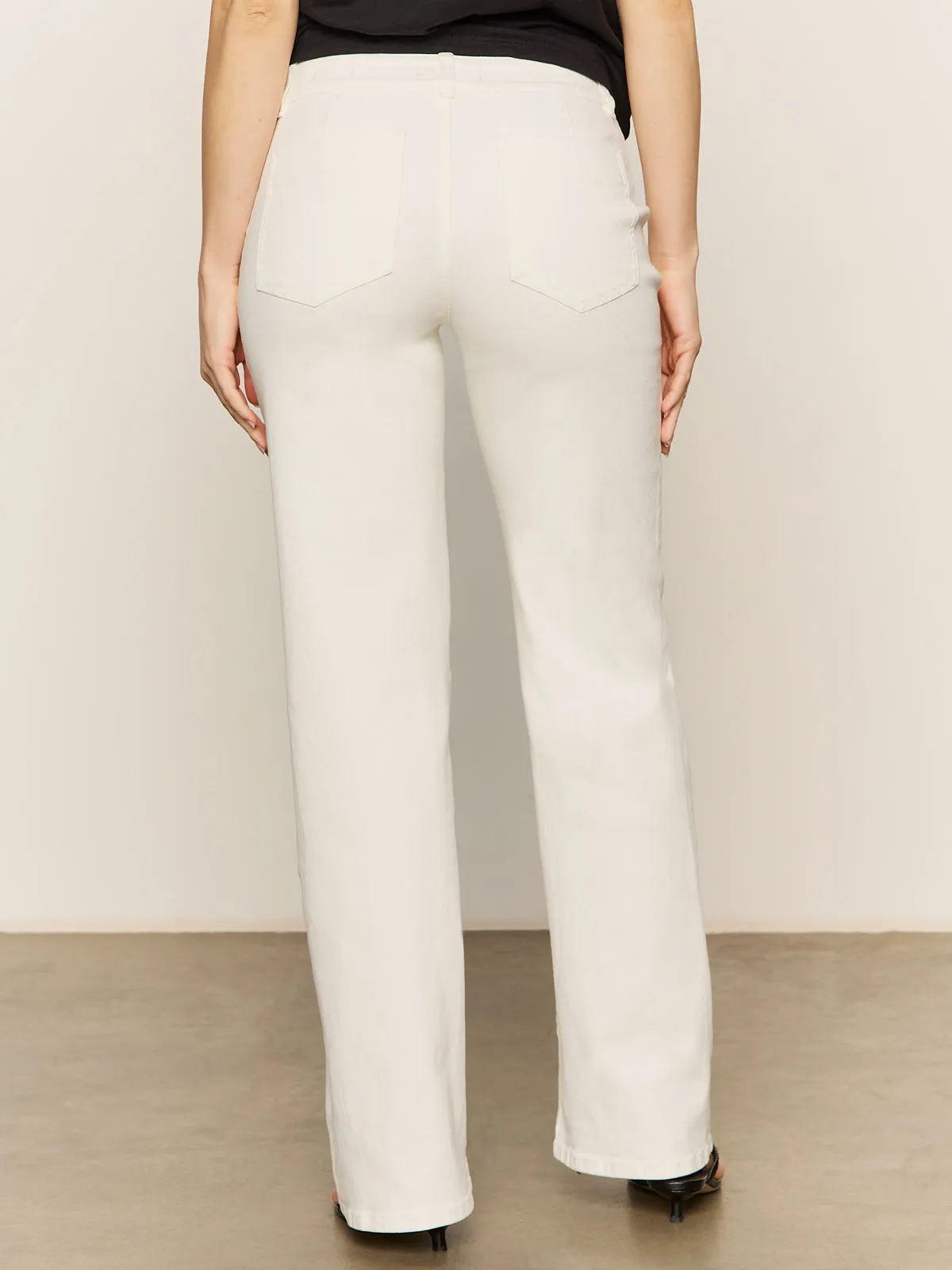 Comfy Look Wrinkle resistant fabric Marine Full Length Semi High Rise Jeans Bleached White