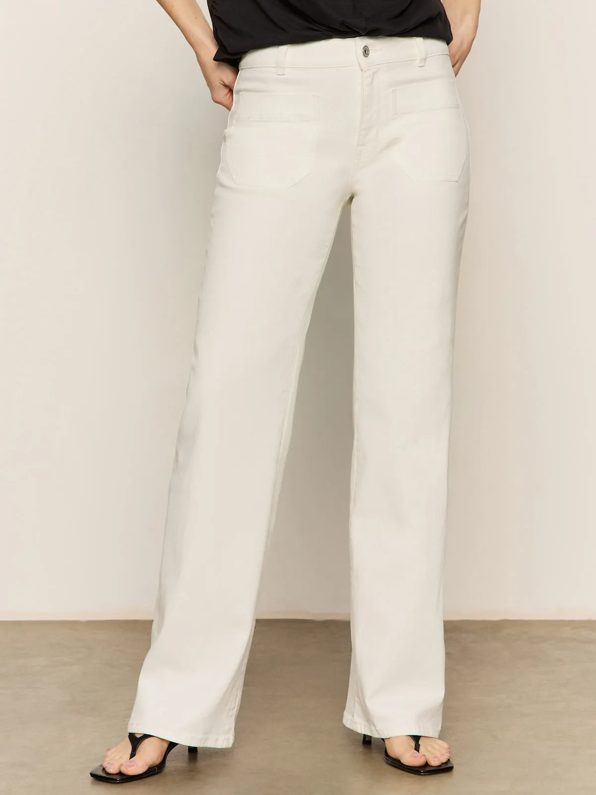 Quick Movement Wear Marine Full Length Semi High Rise Jeans Bleached White