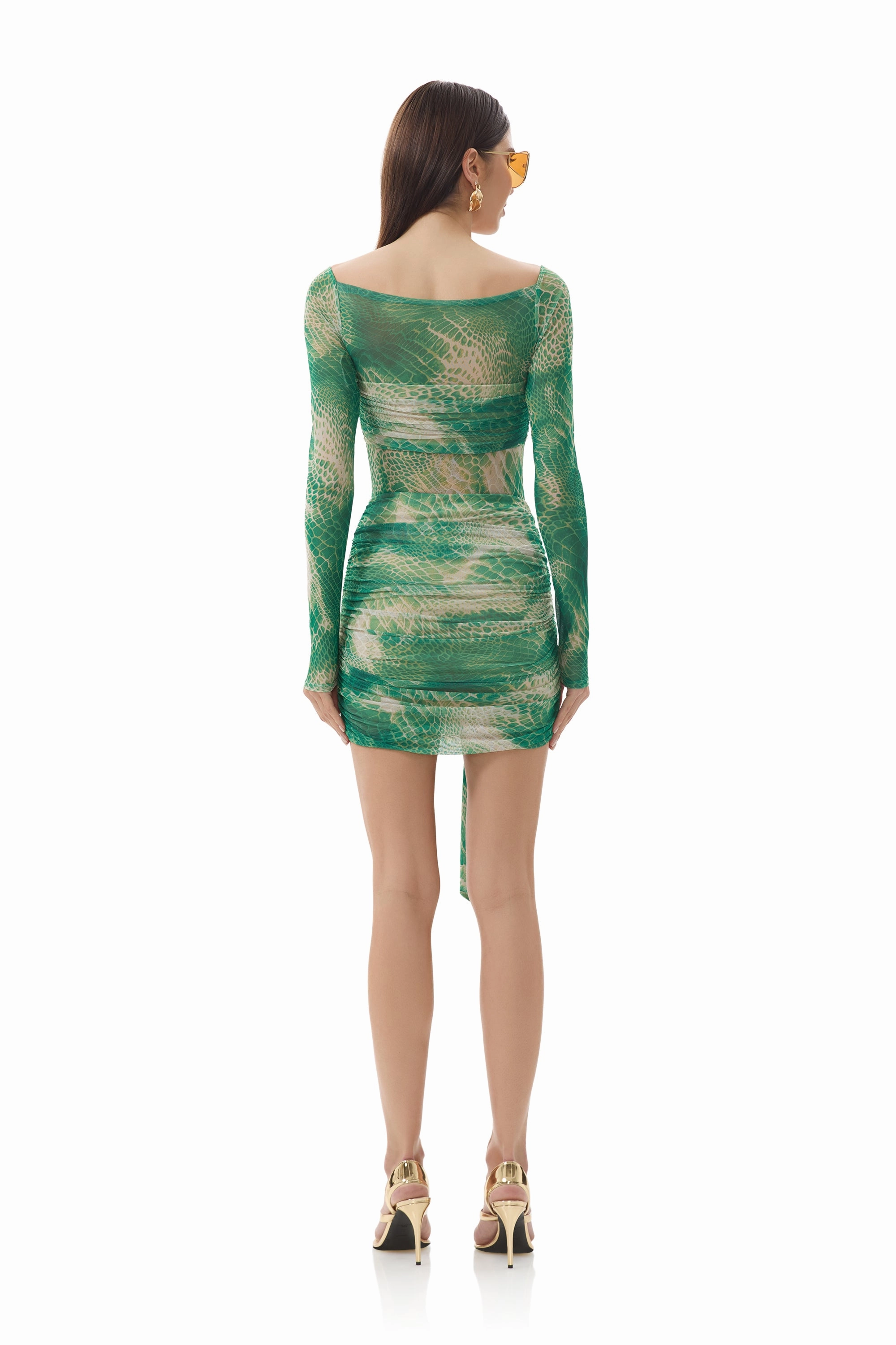 Layered Placket Design Eagan Top - Green Snake
