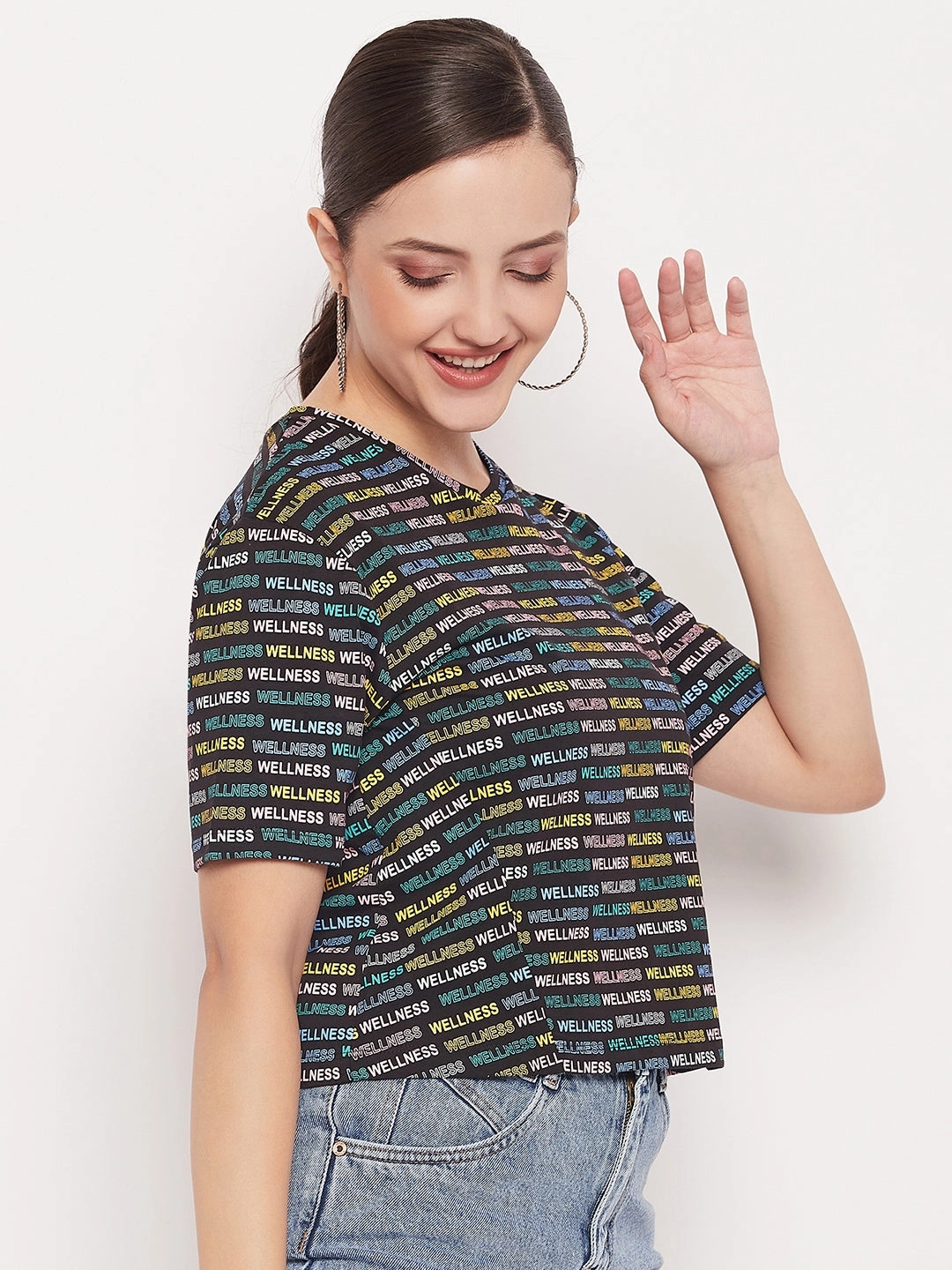 Madame Regular Fit Round Neck Printed T-shirt Beach Wear Stylish and Comfortable