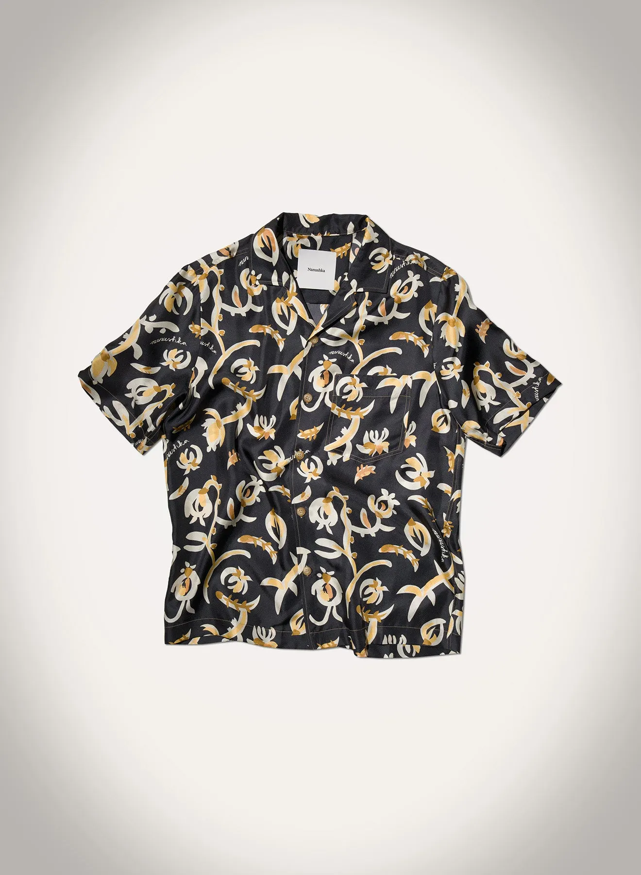 Odor Resistant Finish Bodil - Printed Silk Twill Shirt - Black Floral