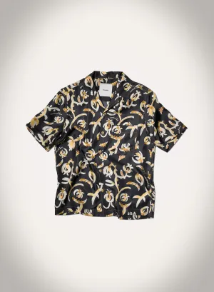 Odor Resistant Finish Bodil - Printed Silk Twill Shirt - Black Floral
