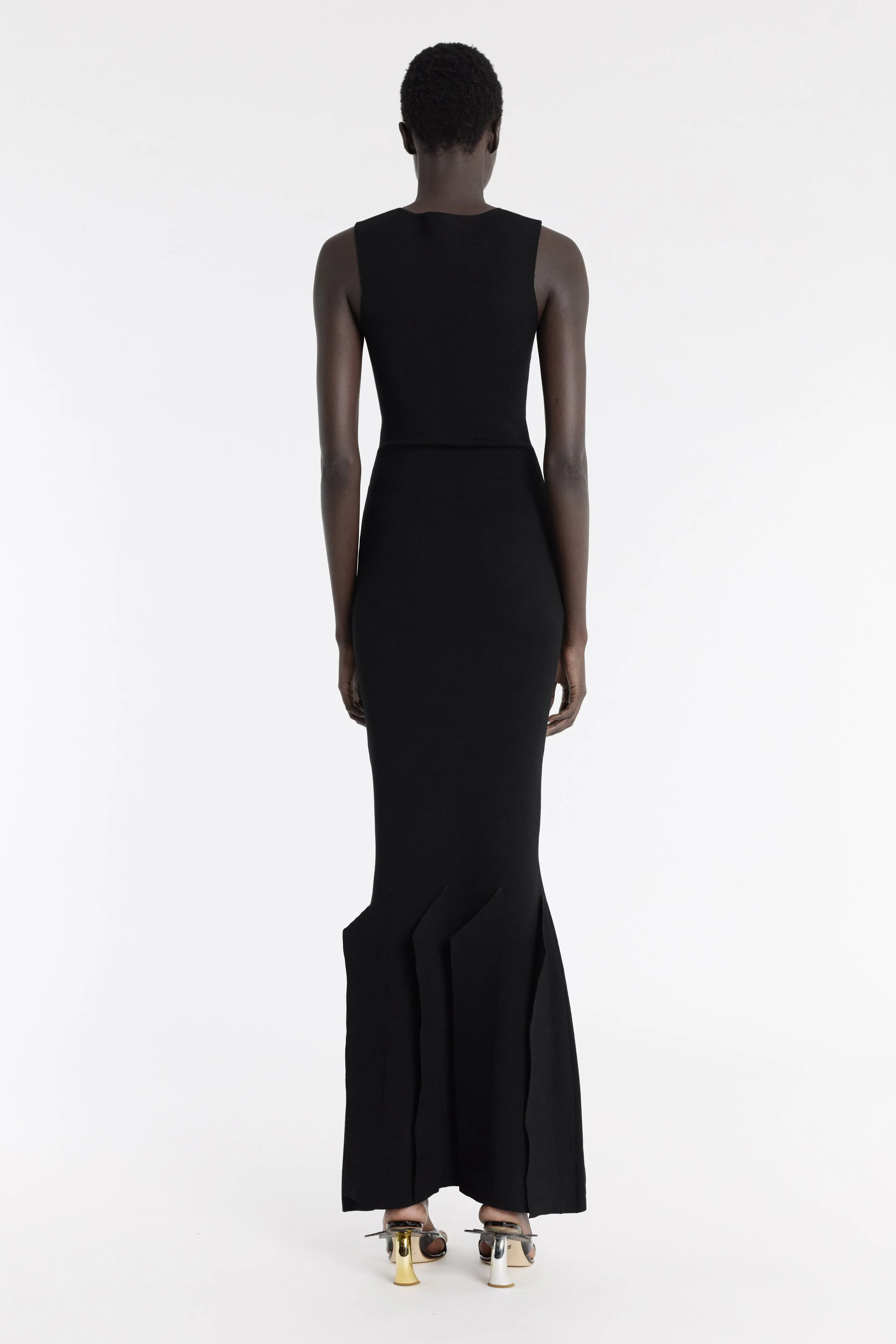 Sporty-Look Natural Tones Knit Dress With Hem Panel Detail Black