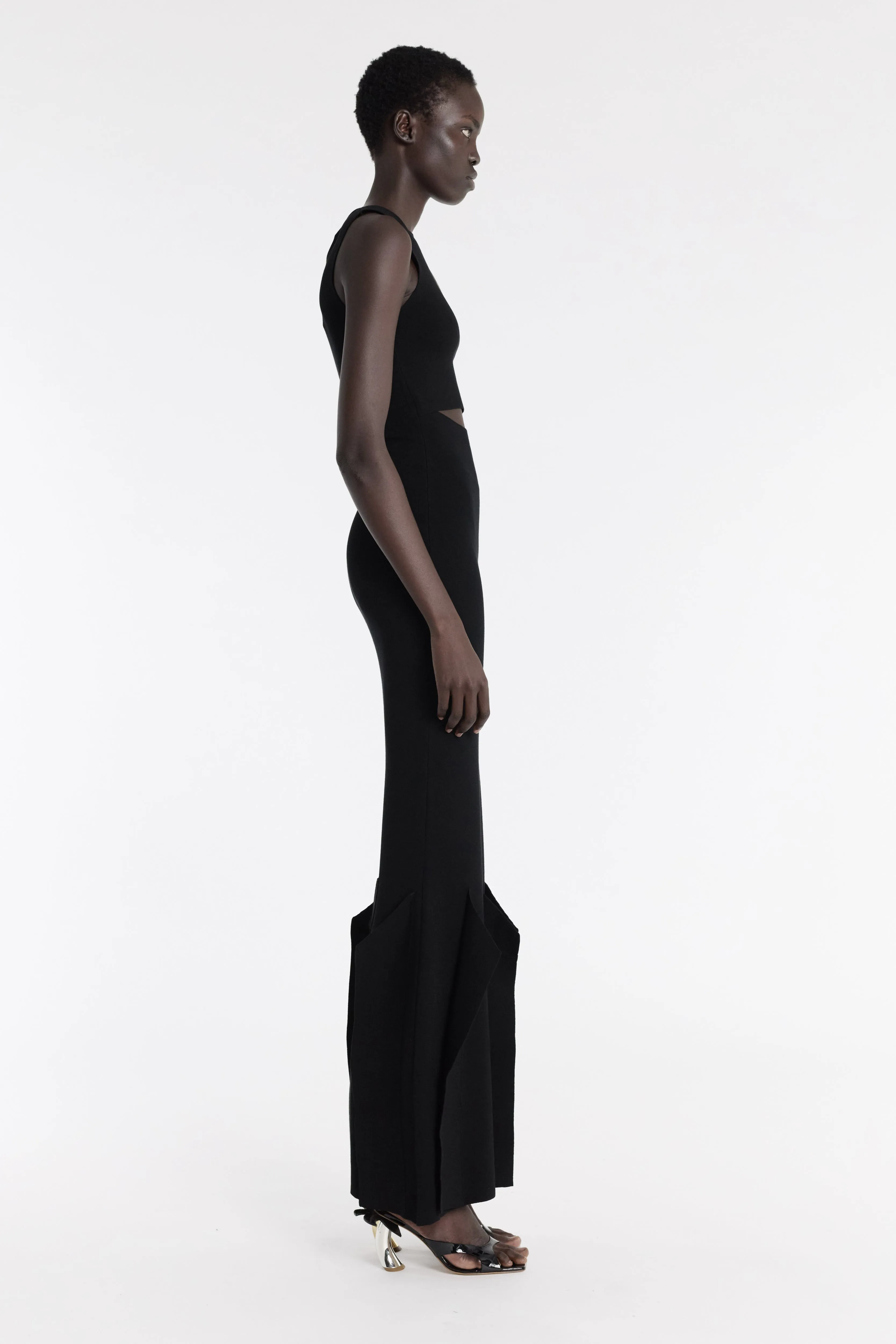 Knit Dress With Hem Panel Detail Black Fashion Daily