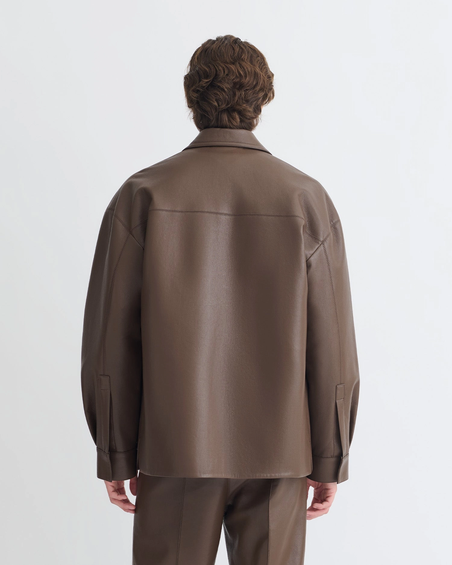 Chasin - Regenerated Leather Shirt Jacket - Chocolate profit Taped Edges