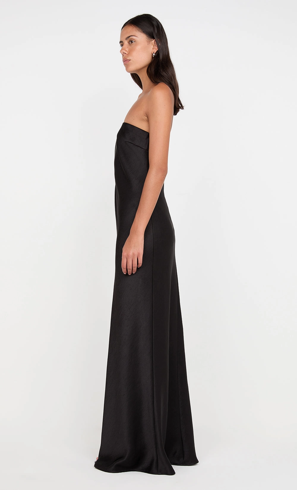 AUSTEN STRAPLESS MAXI DRESS - BLACK Button Accent