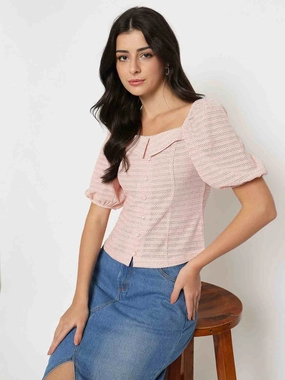 RecycledBlend Multi Pocket Functional Design Madame Tie Detail Off Shoulder Hot Pink Top