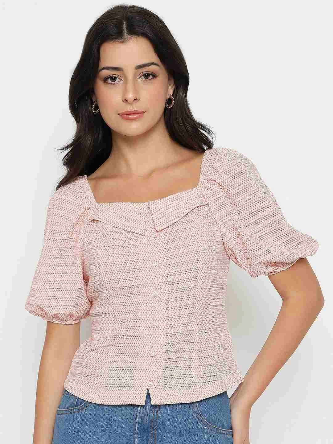 FlexibleRibbedTrims Airflow Mesh Lining Madame Tie Detail Off Shoulder Hot Pink Top