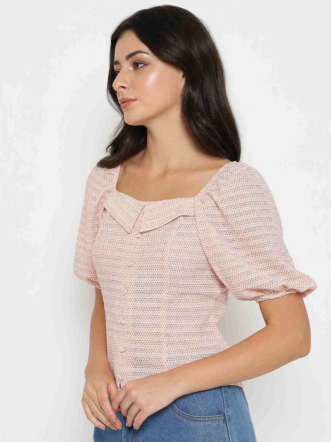 Madame Tie Detail Off Shoulder Hot Pink Top SweatWicking Fabric