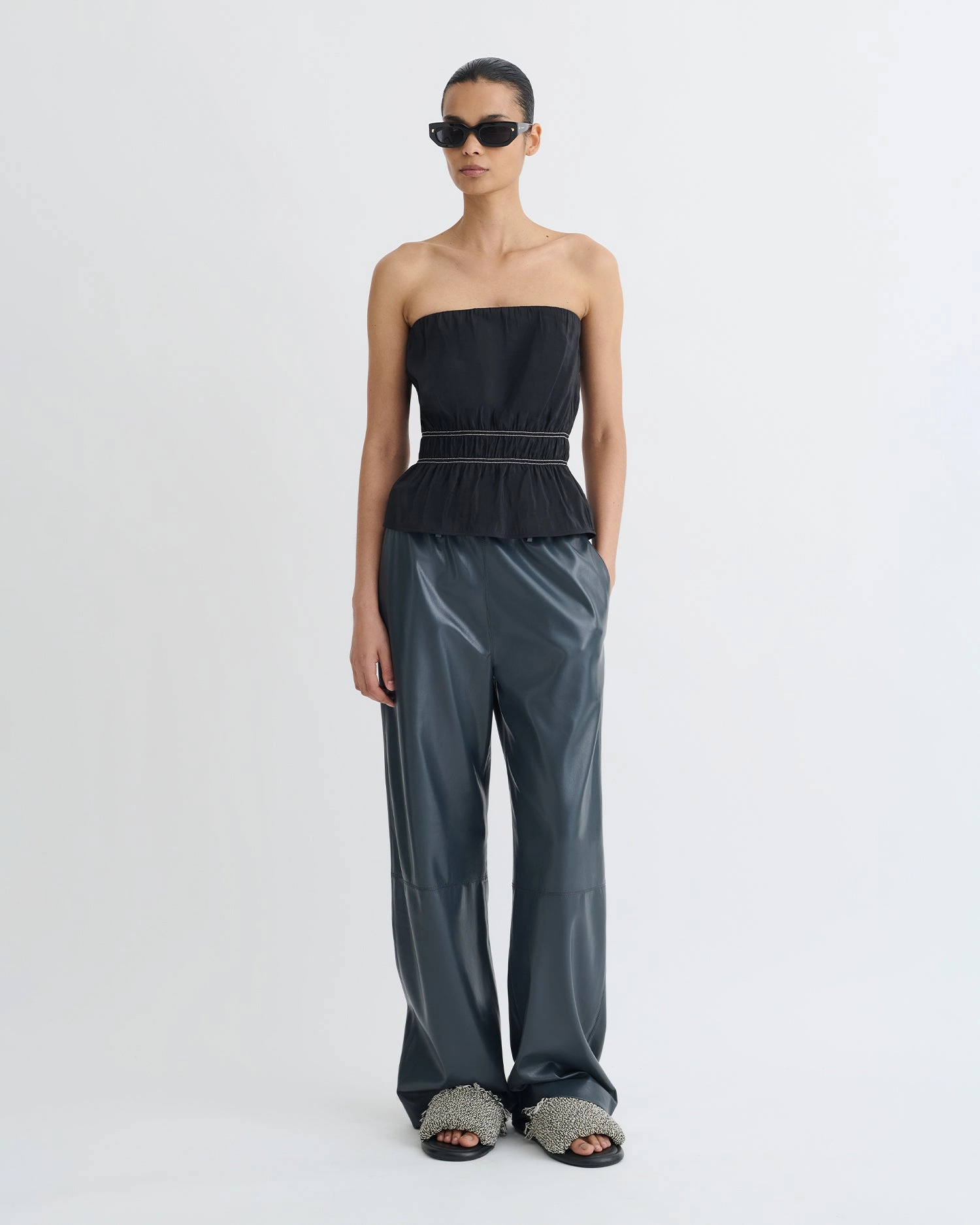 Rosey - Glass Poplin Bandeau Top - Black SecurePockets