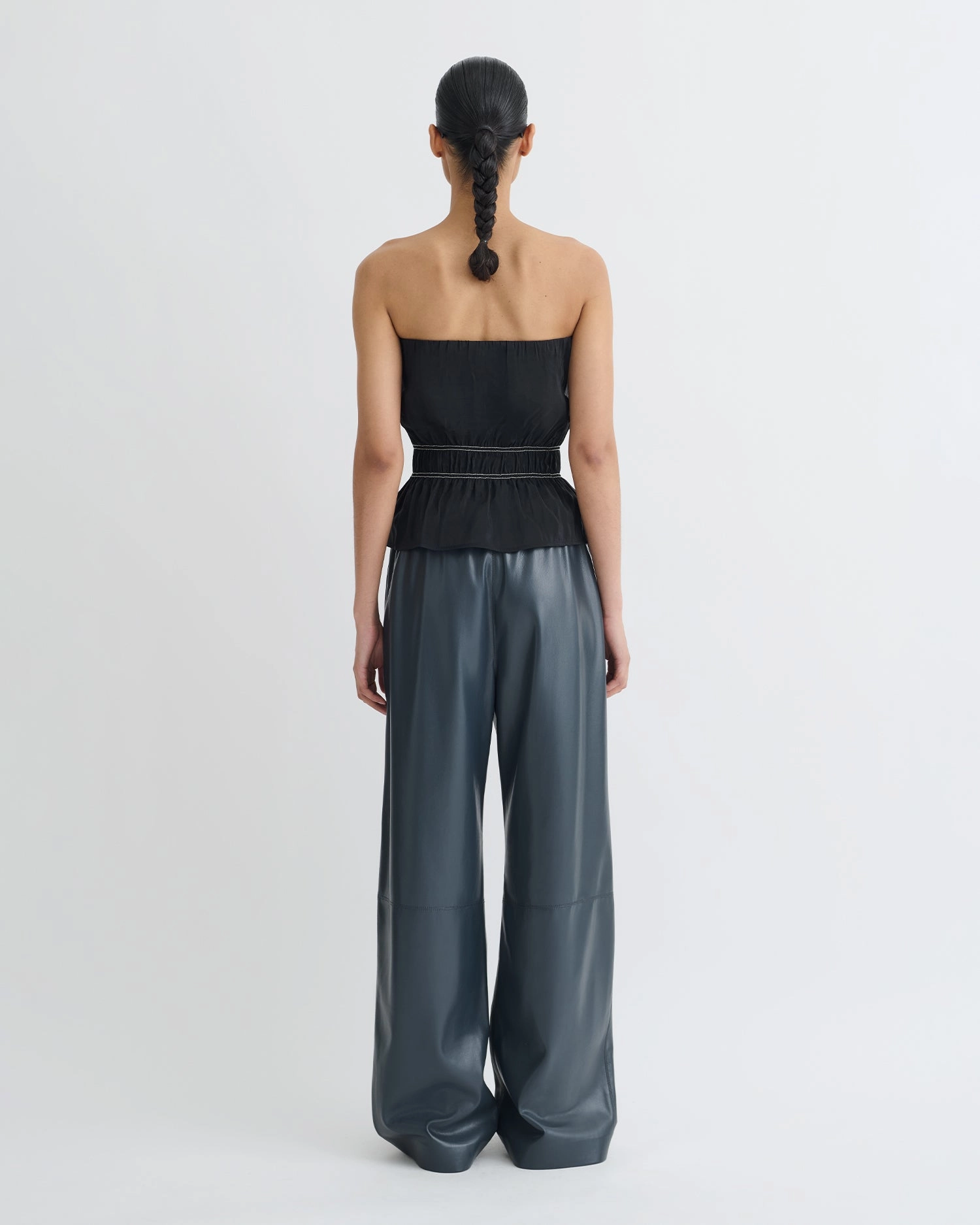 Rosey - Glass Poplin Bandeau Top - Black FasteningHood Flatlock Seams