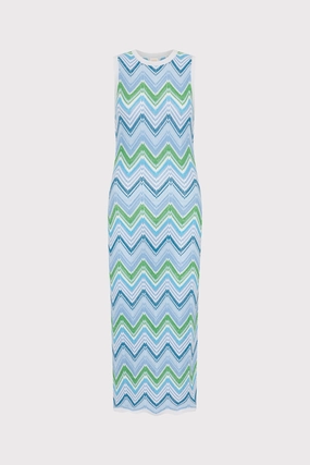 Light Weight Multi Zig Zag Sleeveless Midi Dress