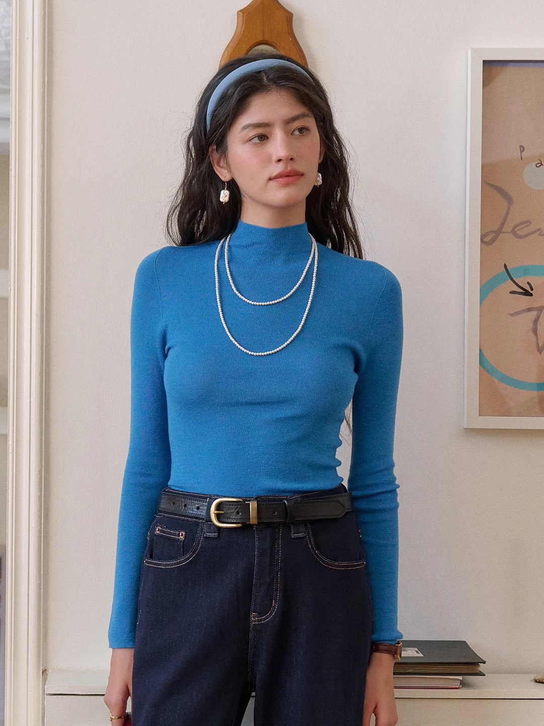 Cozy Lining Annalise Mock Neck 100% Merino Wool Sweater