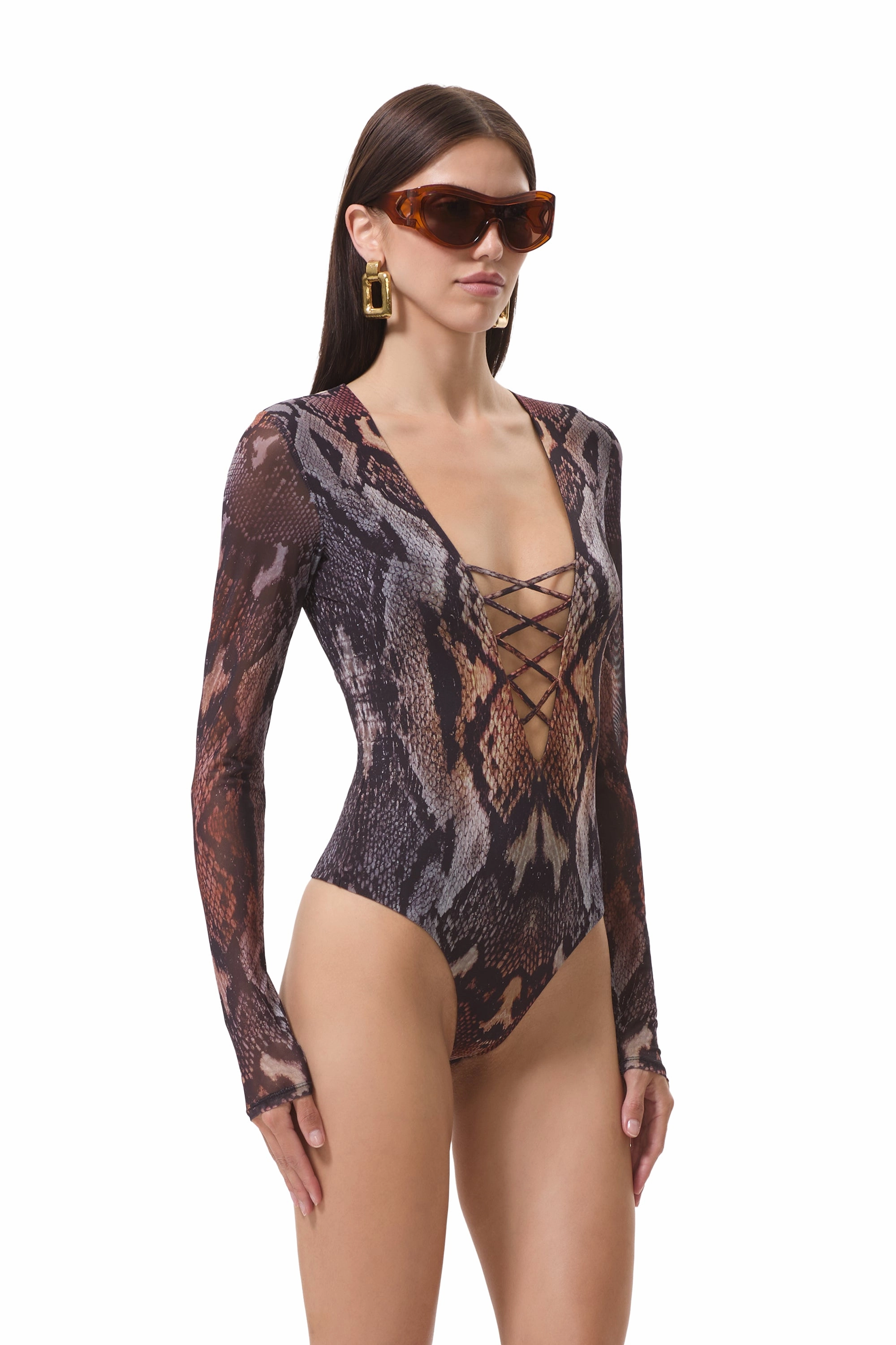 HeatPressedLogos Eaton Bodysuit - Placed Umber Snake