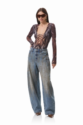 Eaton Bodysuit - Placed Umber Snake Simple Cut FlexibleLayeredConstruction