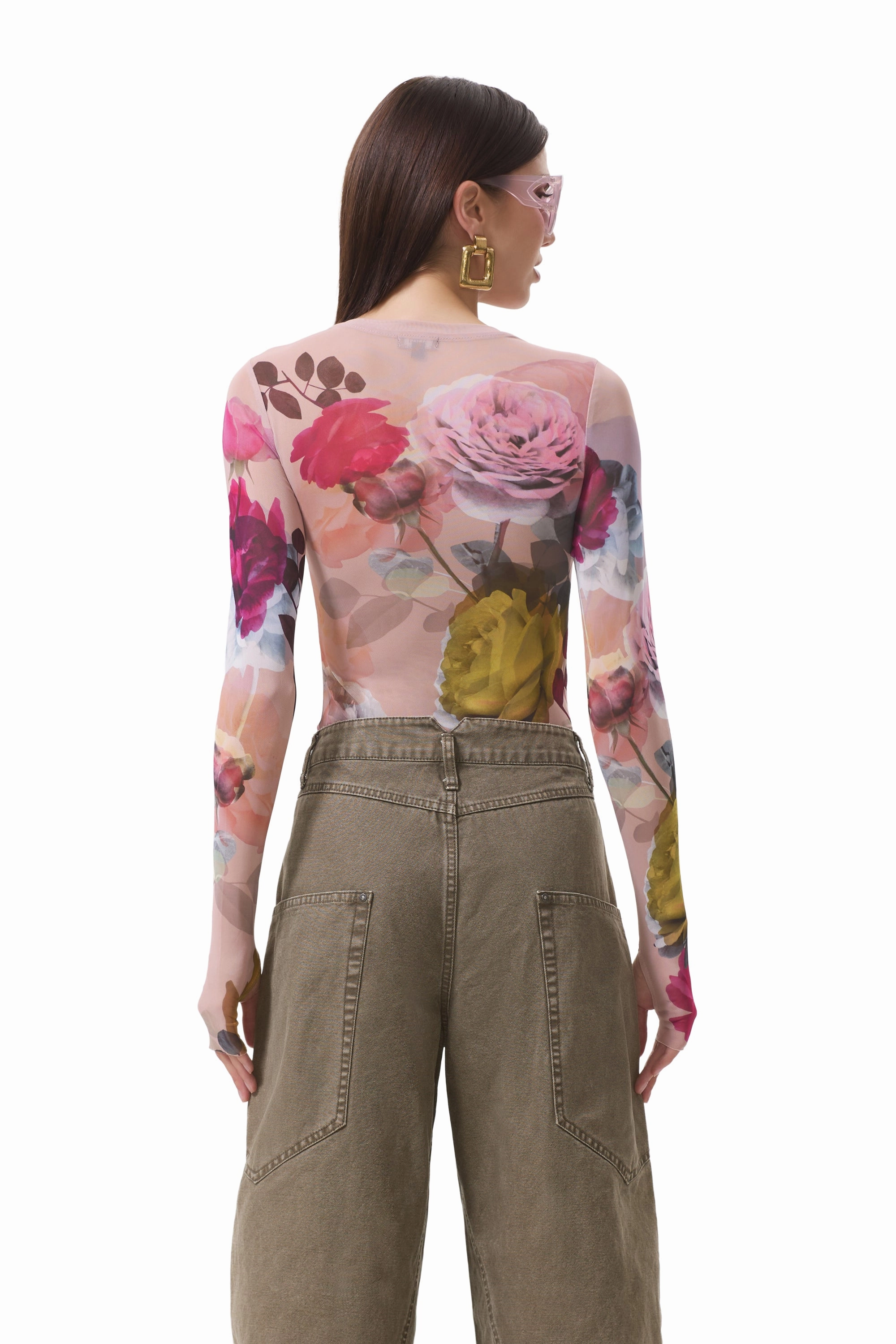 Yarn Dyed Pattern Cloth Kaylee Top - Placed Photo Rose