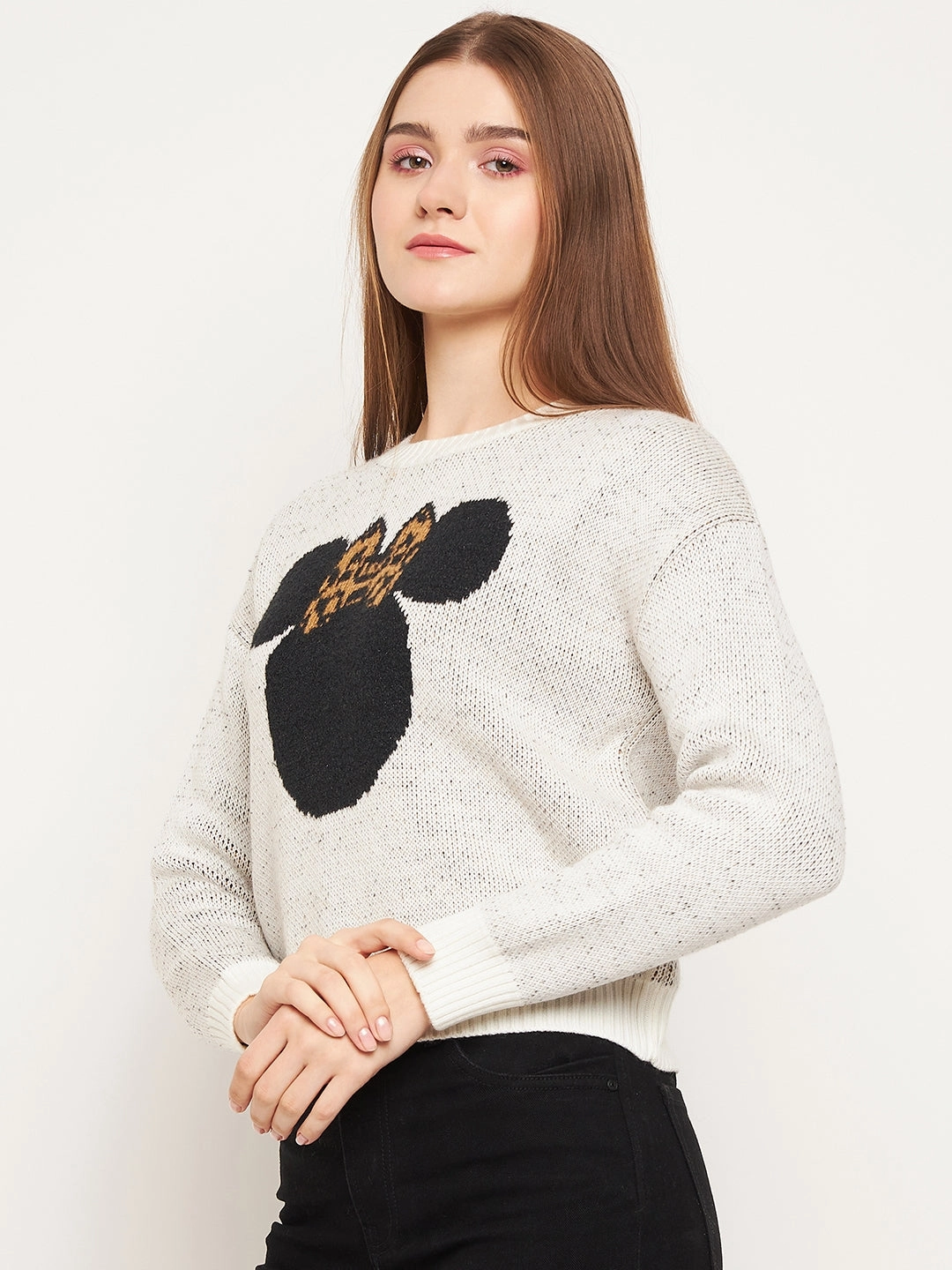 Chilly Layer Comfy Vibes Madame Women Solid Off White Sweater