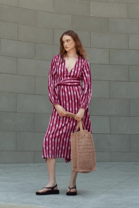 Atira Ikat Dress Cherry Sweetheart Cut Flattering Comfort Wear