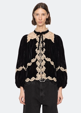 Button Down Collar Style 3D Spacer Fabric Medina L/S Top