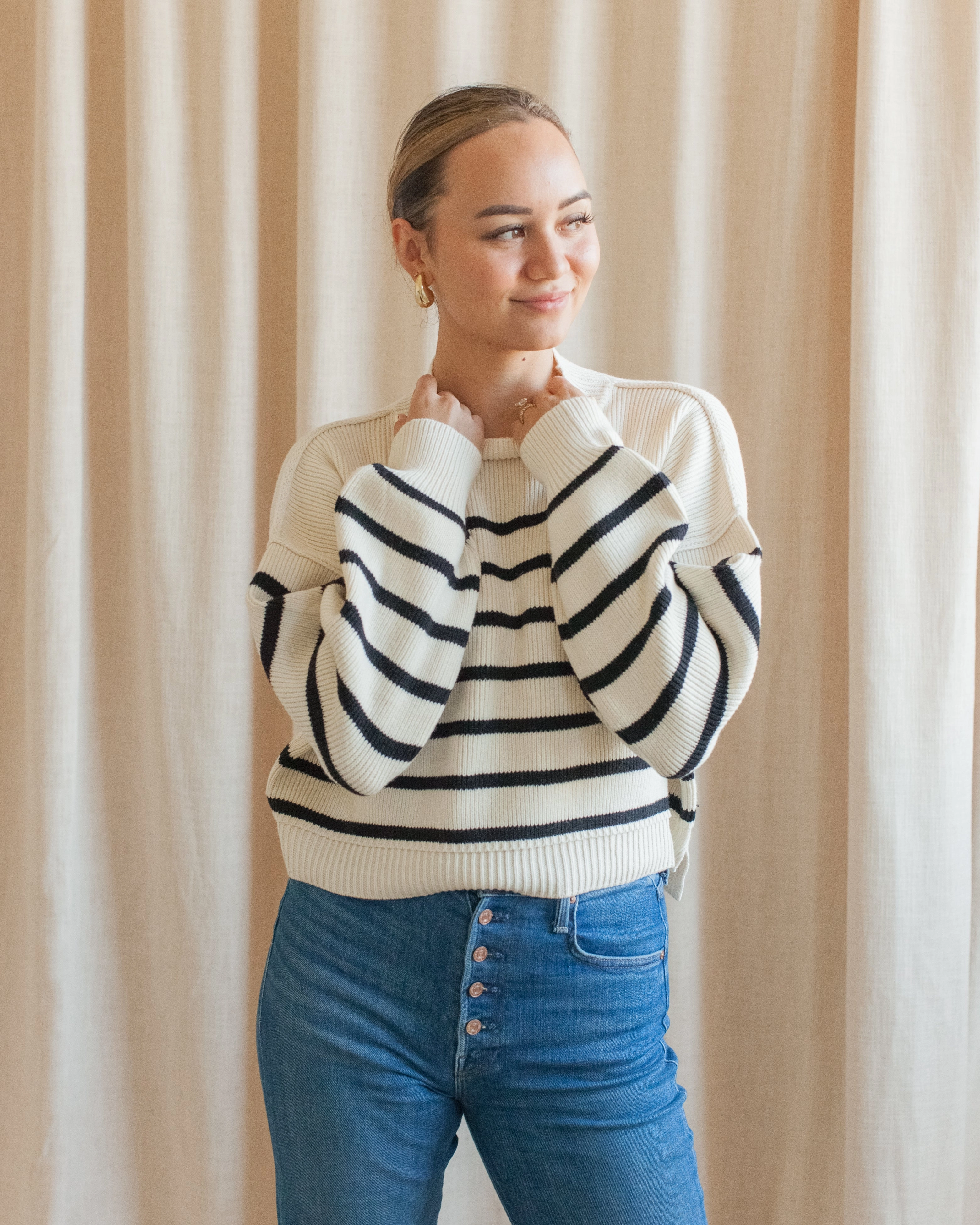 Travel Comforted Julian Stripe Sweater - Ivory