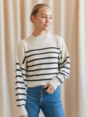 OdorResistant Fiber Butter Soft Finishing Julian Stripe Sweater - Ivory